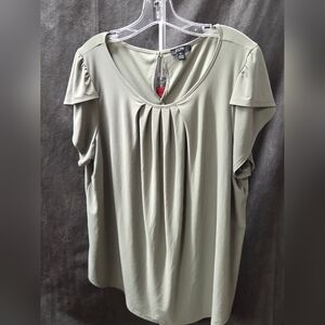 Elegant Olive Pleated Blouse
